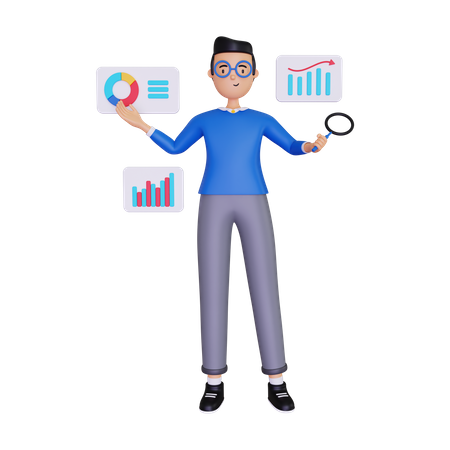 Business Data Analyzer 3D Illustration