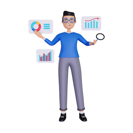 Business Data Analyzer  3D Illustration