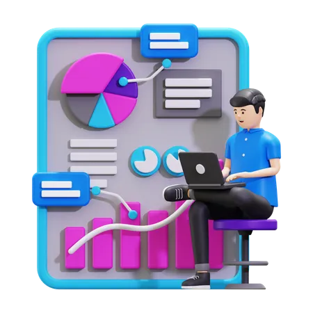 Business Data Reporting  3D Illustration