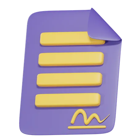 Document Icon With Signature 3D Icon