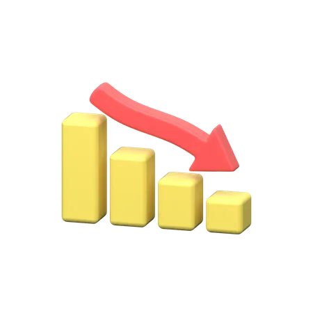Business Down 3 D Icon Illustrates Decline Recession Loss Downturn And Negative Trends Affecting Business Operations And Financial Performance 3D Icon