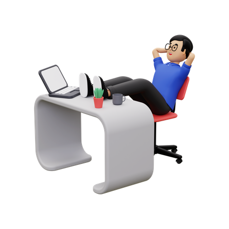 Business employee relaxing at work  3D Icon