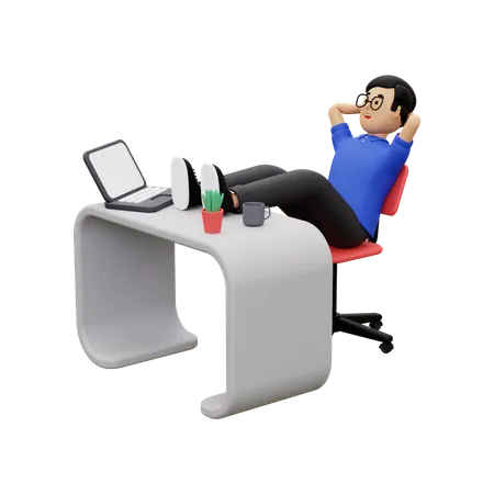 Business employee relaxing at work  3D Illustration