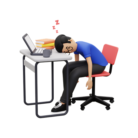 Business employee sleeping at work  3D Illustration