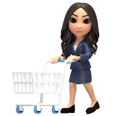 Business Girls In Shopping Day  3D Illustration