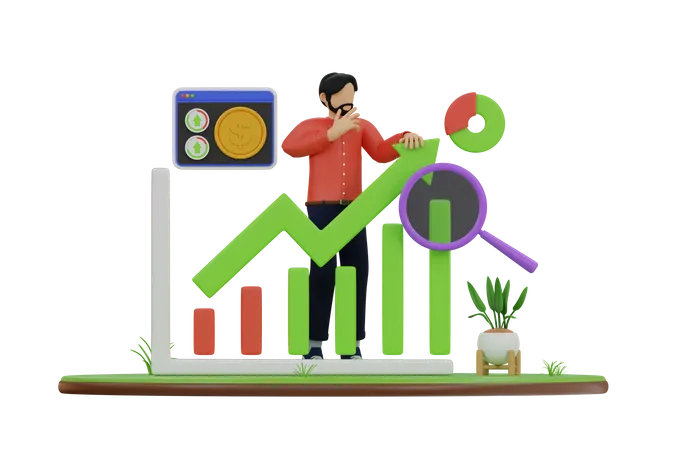 Business Growth Analysis  3D Illustration