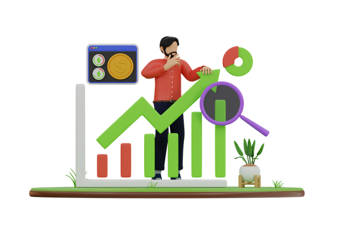 Business Growth Analysis  3D Illustration