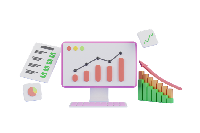 Business Growth Graph  3D Illustration