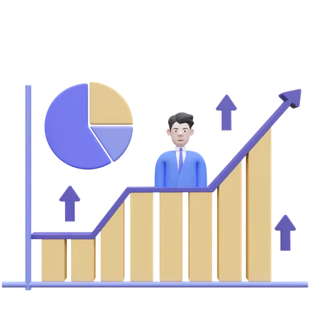 Business Growth Graph 3 D Icon Illustation 3D Icon