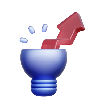 Business Growth Lightbulb  3D Icon