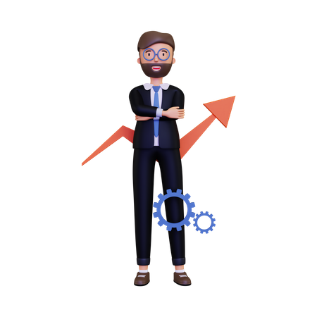 Business growth management 3D Illustration