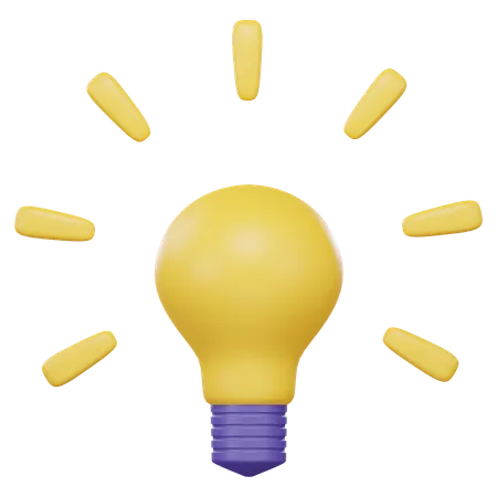 3 D Cartoon Style Minimal Yellow Light Bulb Icon Idea Solution Business Strategy Concept 3D Icon