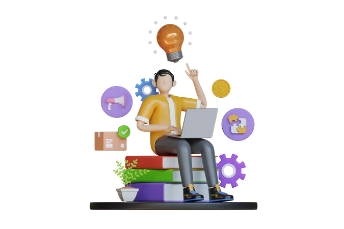 Business idea management  3D Illustration