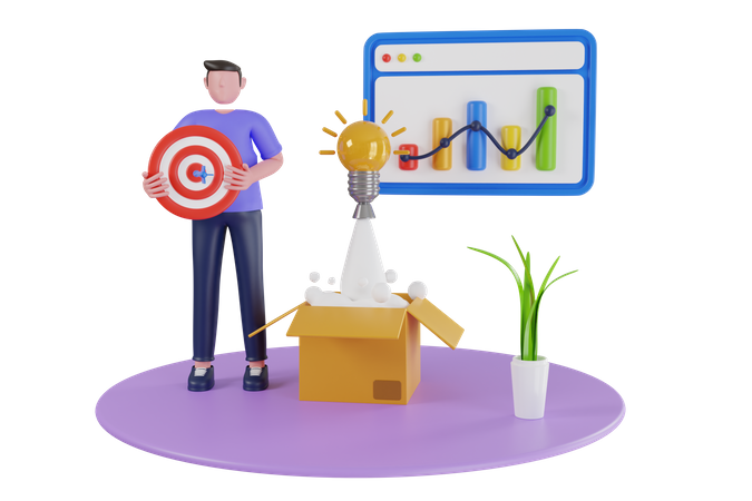 Business idea, plan strategy and solution concept  3D Icon