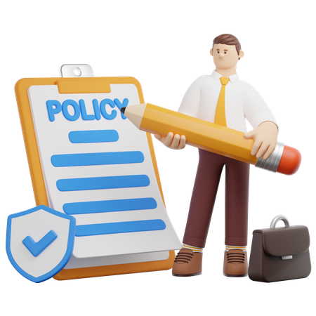 Business Insurance Policy  3D Illustration