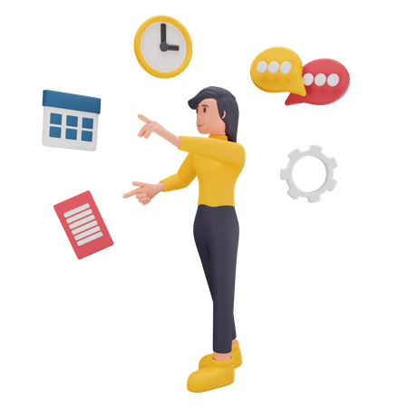 Business lady do multi tasking  3D Icon