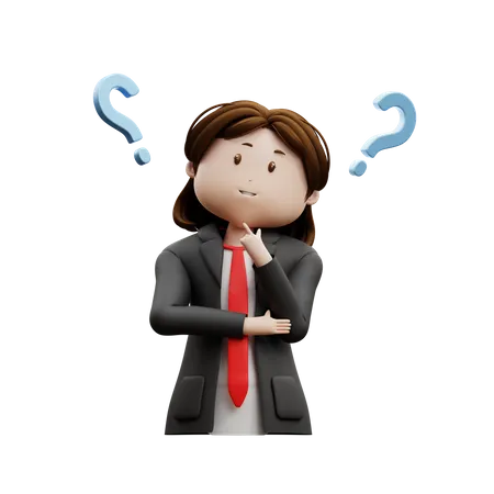 Business Lady Having Question  3D Illustration