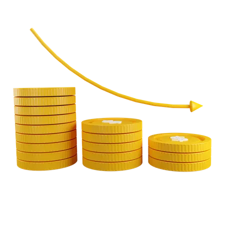 Business Graph Gold Coin 3D Illustration
