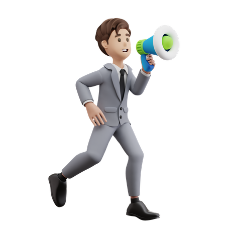 Business Man Calling with Speaker  3D Illustration