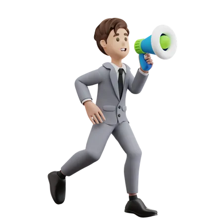 Business Man Calling with Speaker 3D Illustration