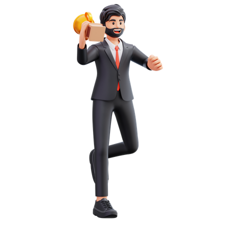 Business Man Celebrate Success  3D Illustration