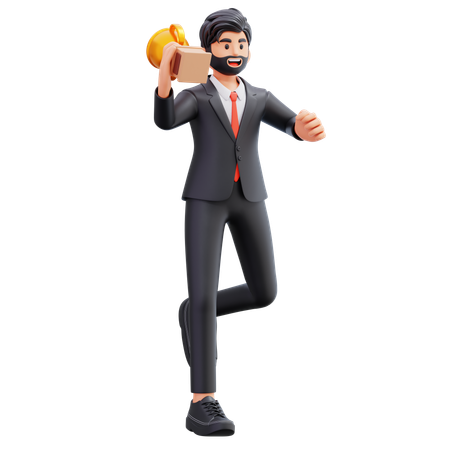Business Man Celebrate Success  3D Illustration
