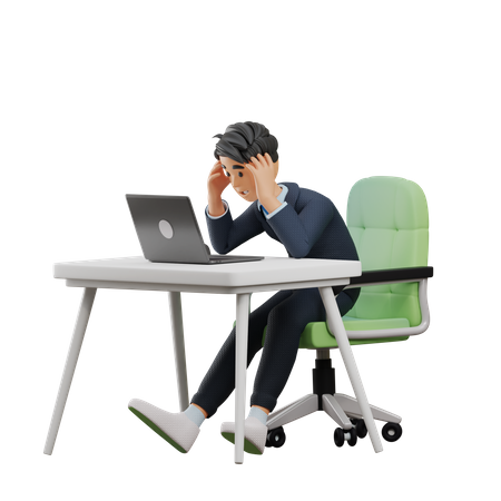 Business Man Get Stressed 3D Illustration