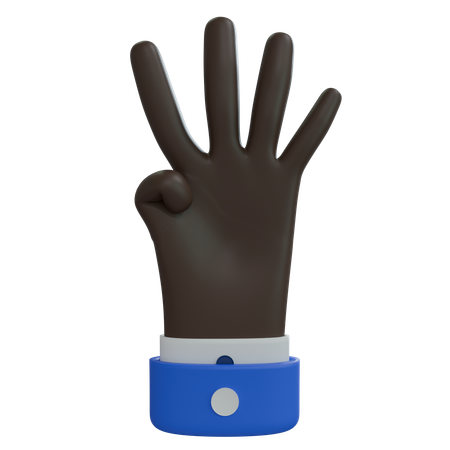 Business Man Hand Four Fingers Black Hand  3D Icon