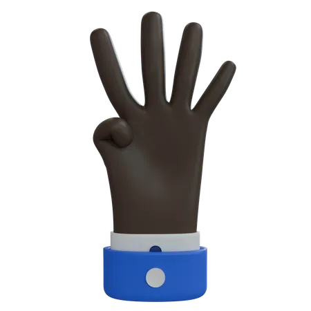 Business Man Hand Four Fingers Black Hand  3D Icon