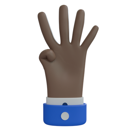 Business Man Hand Four Fingers Brown Hand  3D Icon