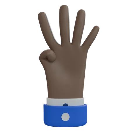 Business Man Hand Four Fingers Brown Hand  3D Icon