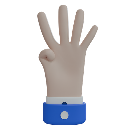 Business Man Hand Four Fingers White Hand  3D Icon