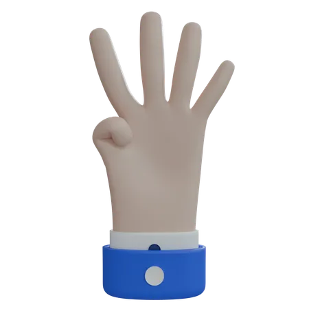 Business Man Hand Four Fingers White Hand  3D Icon