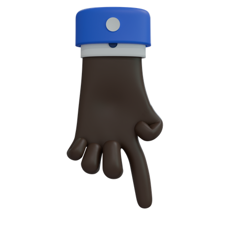 Business Man Hand Pointing Down Black Hand  3D Icon