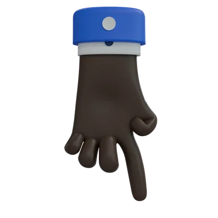 Business Man Hand Pointing Down Black Hand  3D Icon