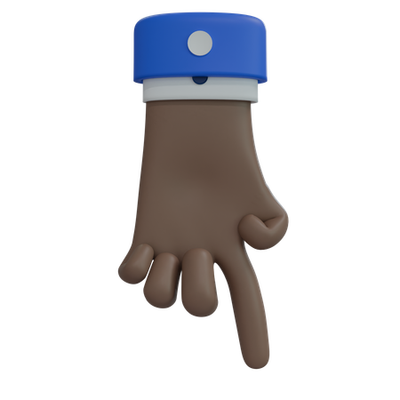 Business Man Hand Pointing Down Brown Hand  3D Icon