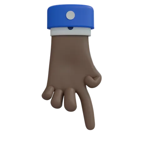 Business Man Hand Pointing Down Brown Hand  3D Icon