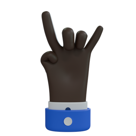 Business Man Hand Rock On Black Hand  3D Icon