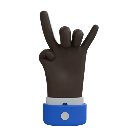 Business Man Hand Rock On Black Hand  3D Icon