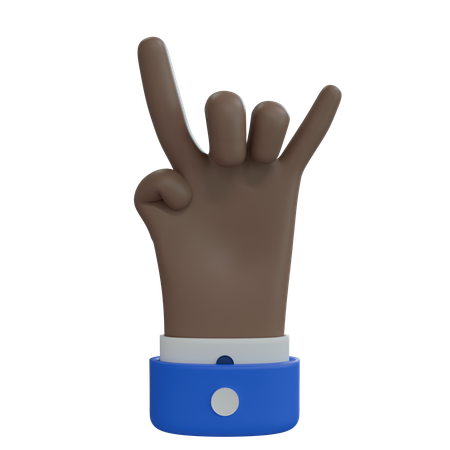 Business Man Hand Rock On Brown Hand  3D Icon