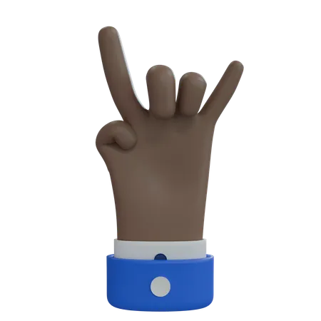 Business Man Hand Rock On Brown Hand  3D Icon