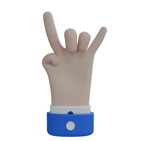 Business Man Hand Rock On White Hand  3D Icon