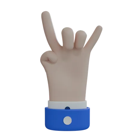 Business Man Hand Rock On White Hand  3D Icon