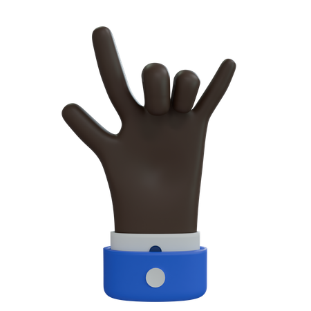 Business Man Hand Rock On with Thumb Black Hand  3D Icon