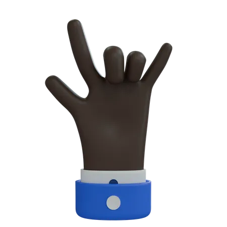 Business Man Hand Rock On with Thumb Black Hand  3D Icon