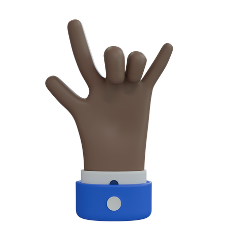 Business Man Hand Rock On with Thumb Brown Hand  3D Icon