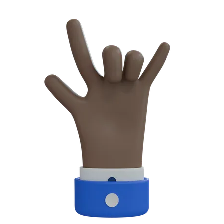 Business Man Hand Rock On with Thumb Brown Hand  3D Icon