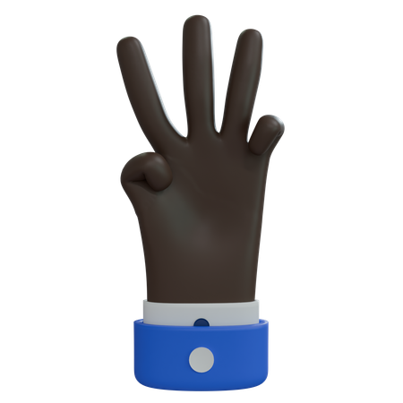 Business Man Hand Three Fingers Black Hand  3D Icon