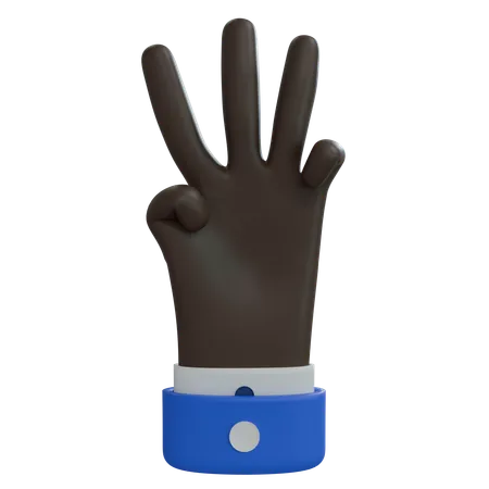 Business Man Hand Three Fingers Black Hand  3D Icon