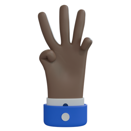 Business Man Hand Three Fingers Brown Hand  3D Icon